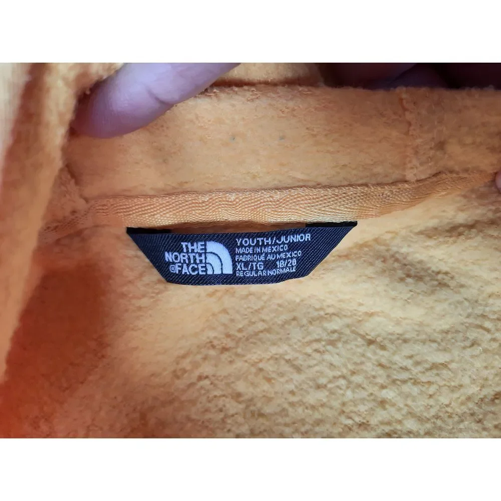 The North Face Men Youth XL Regular Fleece Hoodie Pullover Sweater Yellow Cotton